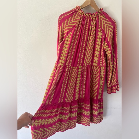 Maeve Dominique Pink &‎ Yellow Embroidered Long Sleeve Tunic Dress Size XS - Picture 13 of 15